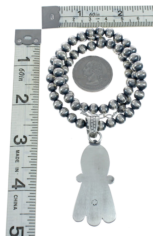 Navajo Turquoise Sterling Silver Old Pawn Bead Necklace NX11488